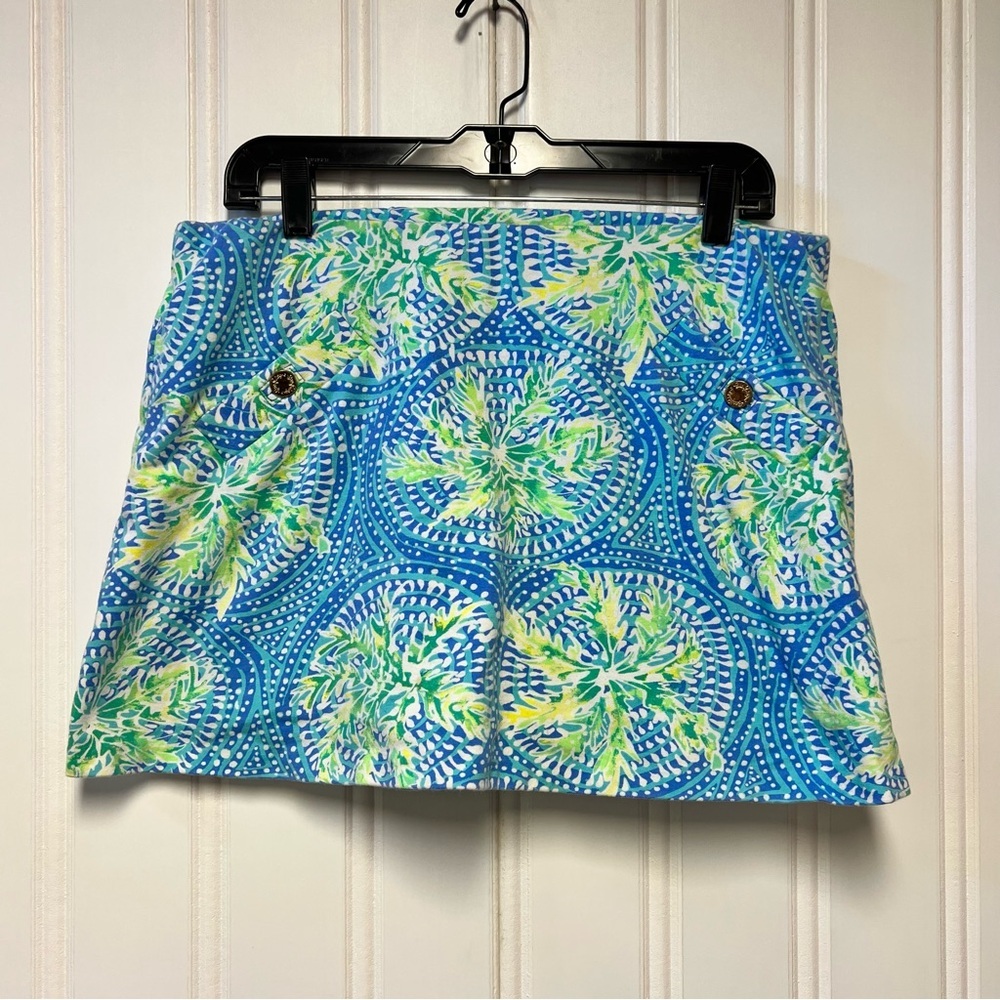 Lilly Pulitzer Skort – Size Large – Blue/Green Palm Print